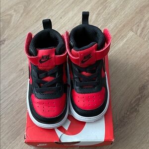 Jordan 1 Kids Black and Red High-Top Sneakers